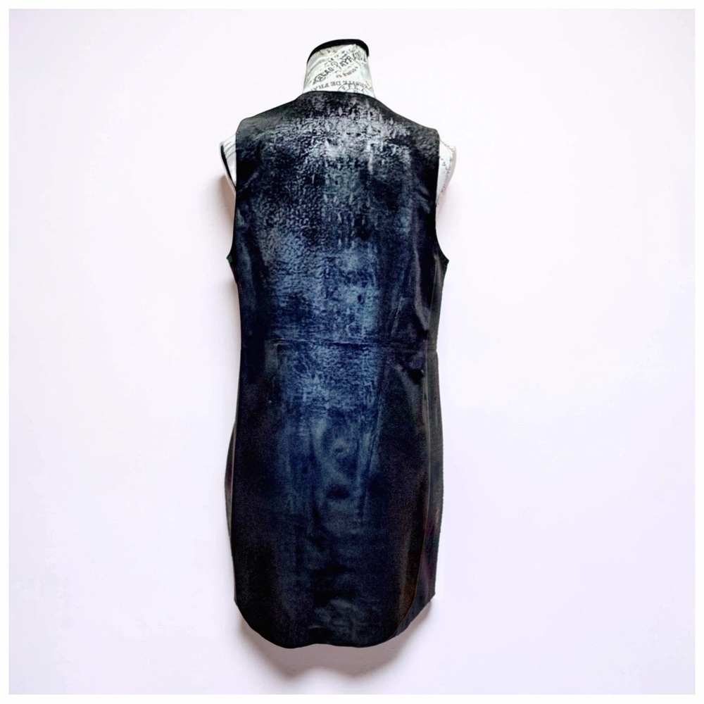 Lauren Vidal Black Textured Zip Front Sleeveless Dress |Minimalist | Luxe | S - Picture 7 of 11